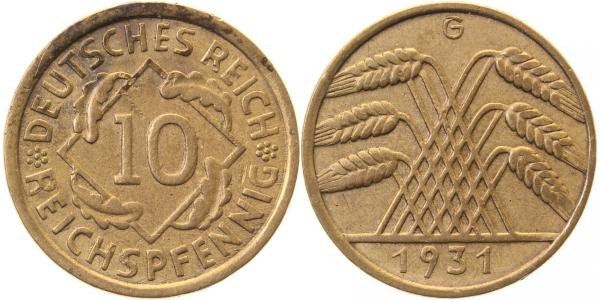 31731G~2.8 10 Pfennig  1931G ss+ J 317  