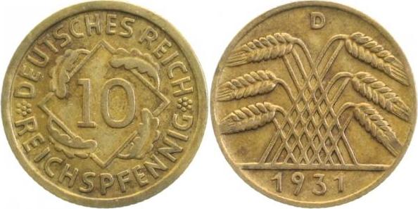 31731D~2.5 10 Pfennig  1931D ss/vz J 317  