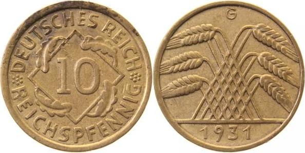 31731G~2.8 10 Pfennig  1931G ss+ J 317  