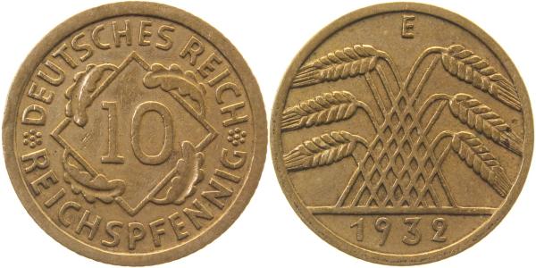 31732E~2.5 10 Pfennig  1932E ss/vz J 317  