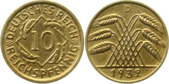 31732D~2.2 10 Pfennig  1932D f.vz J 317  