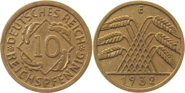 31732E~2.5 10 Pfennig  1932E ss/vz J 317  