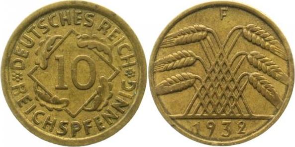 31732F~2.5 10 Pfennig  1932F ss/vz J 317  