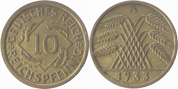 31733A~2.5 10 Pfennig  1933A ss/vz J 317  