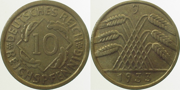 31733J~2.5 10 Pfennig  1933J ss/vz J 317  
