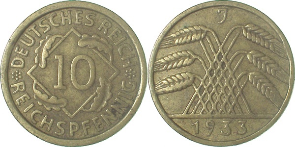 31733J~3.0 10 Pfennig  1933J ss J 317  