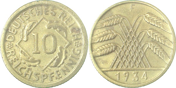 31734F~3.0 10 Pfennig  1934F ss J 317  