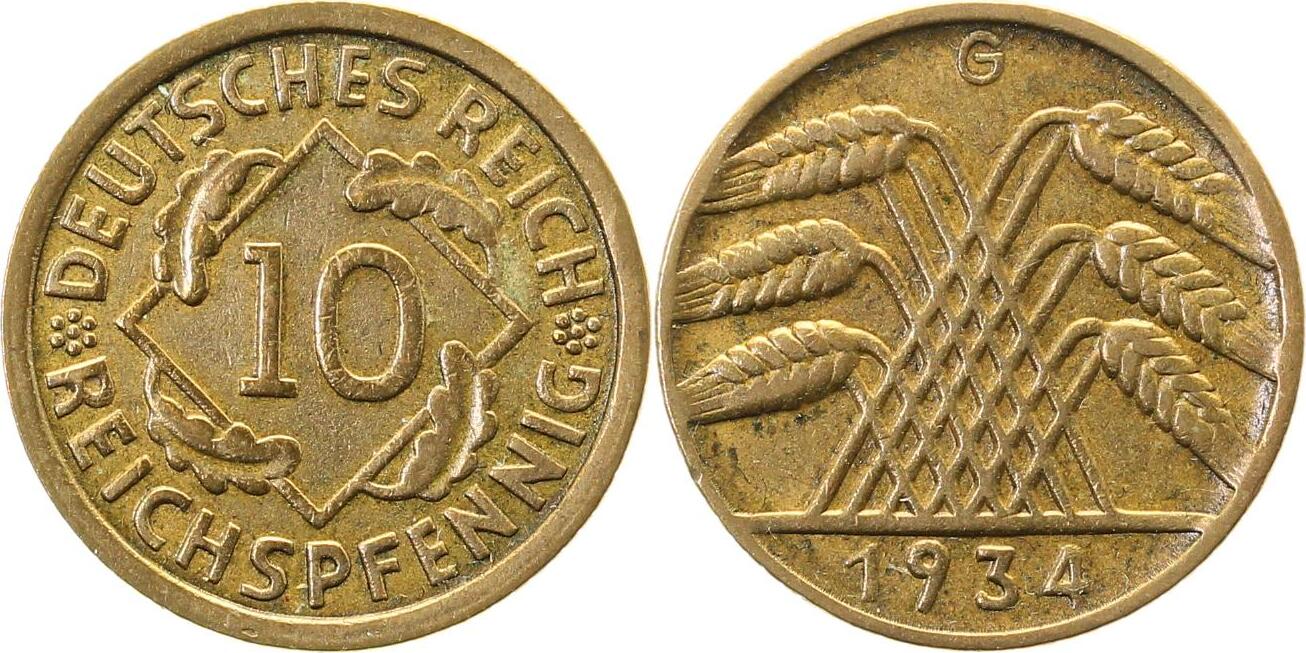 31734G~2.5 10 Pfennig  1934G ss/vz J 317  