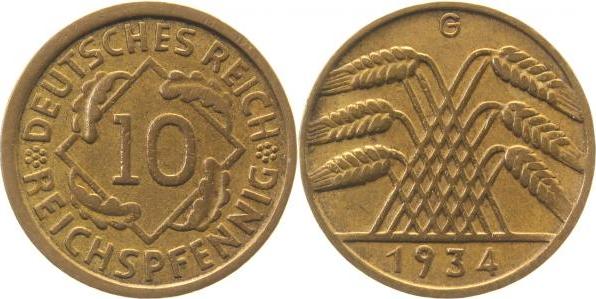 31734G~3.0 10 Pfennig  1934G ss J 317  