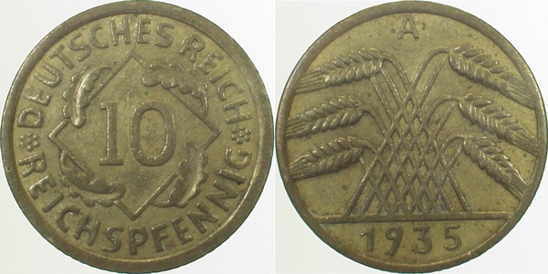 31735A~2.5p 10 Pfennig  1935A ss/vz/doppelte Mzz J 317  