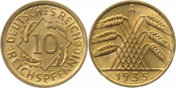31735A~1.1 10 Pfennig  1935A prfr/stgl J 317  