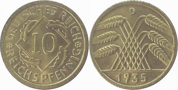 31735D~1.0 10 Pfennig  1935D stgl J 317  