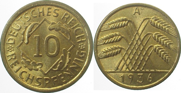 31736A~1.1 10 Pfennig  1936A prfr/st J 317  