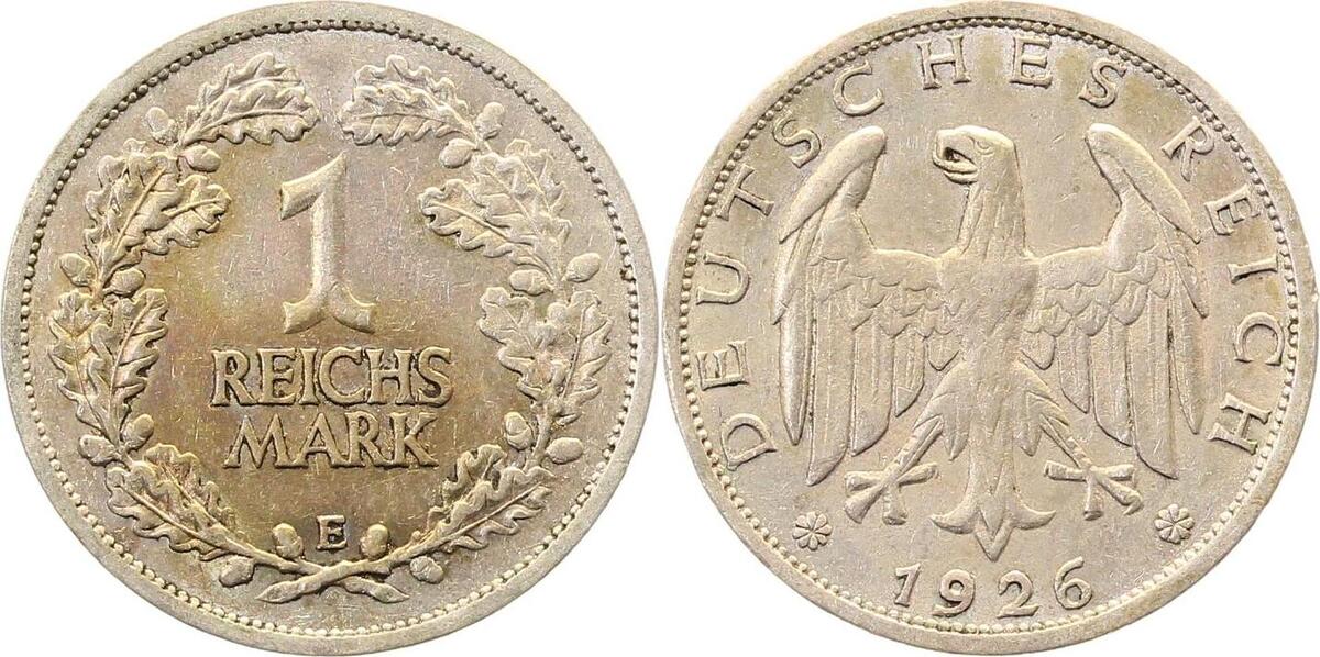 31926E~1.5 1 Reichsmark  1926E vz/stgl extrem seloten i.d Erhaltung J 319  