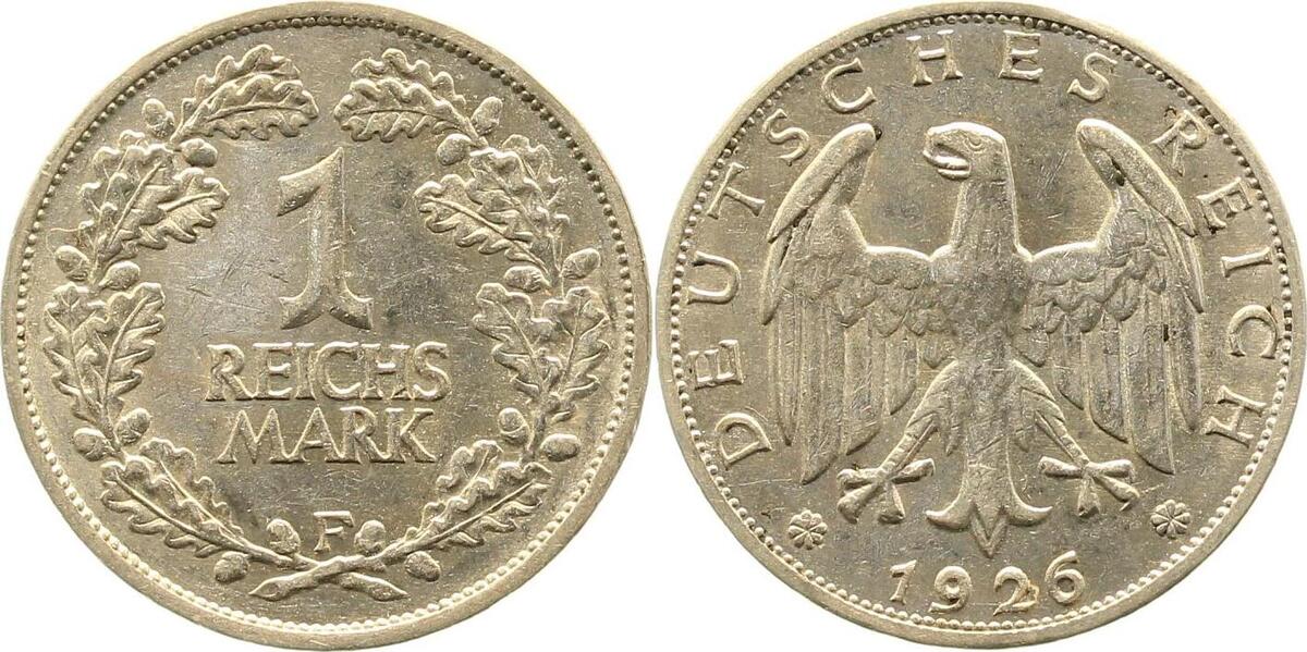 31926F~1.5 1 Reichsmark  1926F vz/stgl J 319  