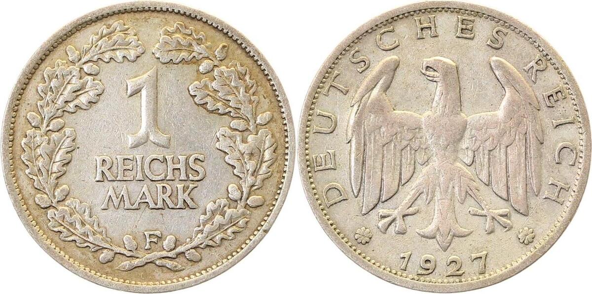 31927F~2.5 1 Reichsmark  1927F ss/vz J 319  