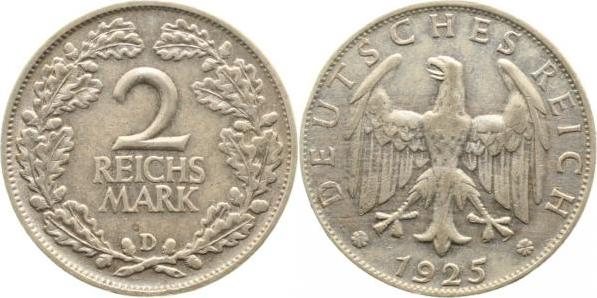 32025D~2.5 2 Reichsmark  1925D ss/vz J 320  