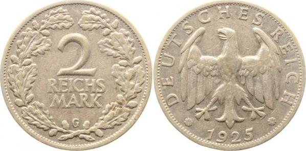 32025G~2.5 2 Reichsmark  1925G ss/vz J 320  