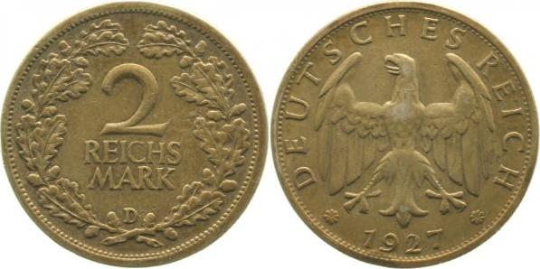32027D~2.8-GG 2 Reichsmark  1927D ss+ J 320  