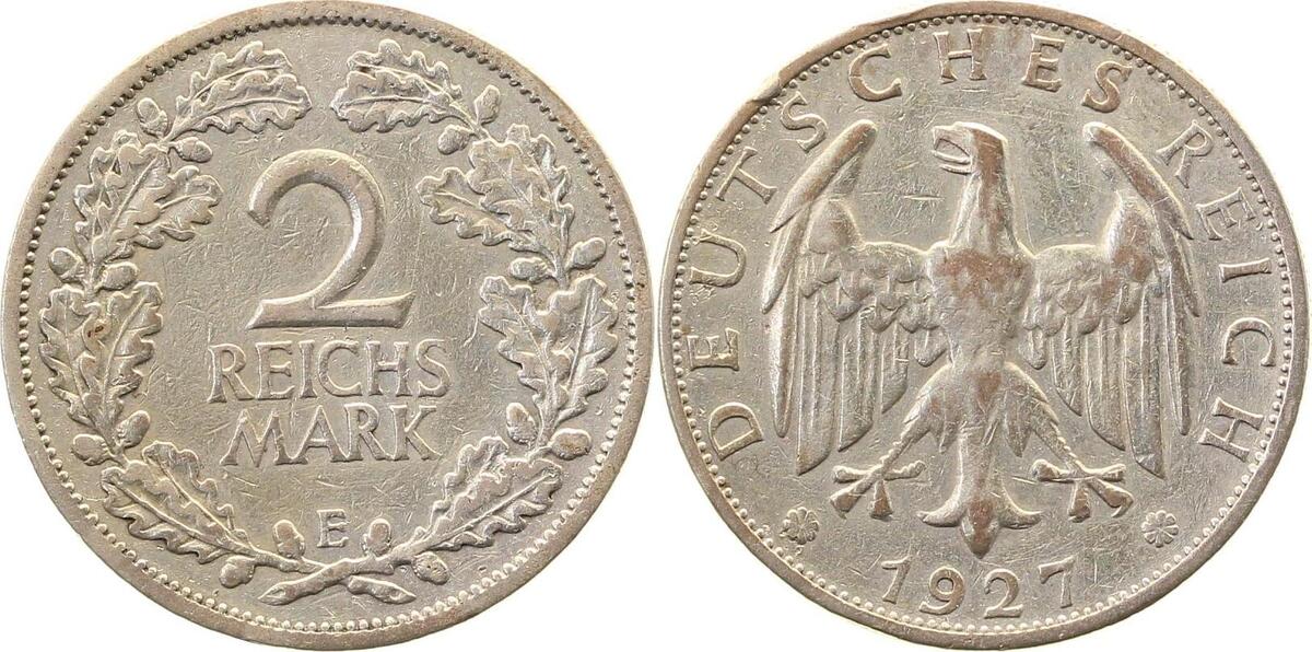 32027E~3.0 2 Reichsmark  1927E SS selten Archiv Franquinet J 320  
