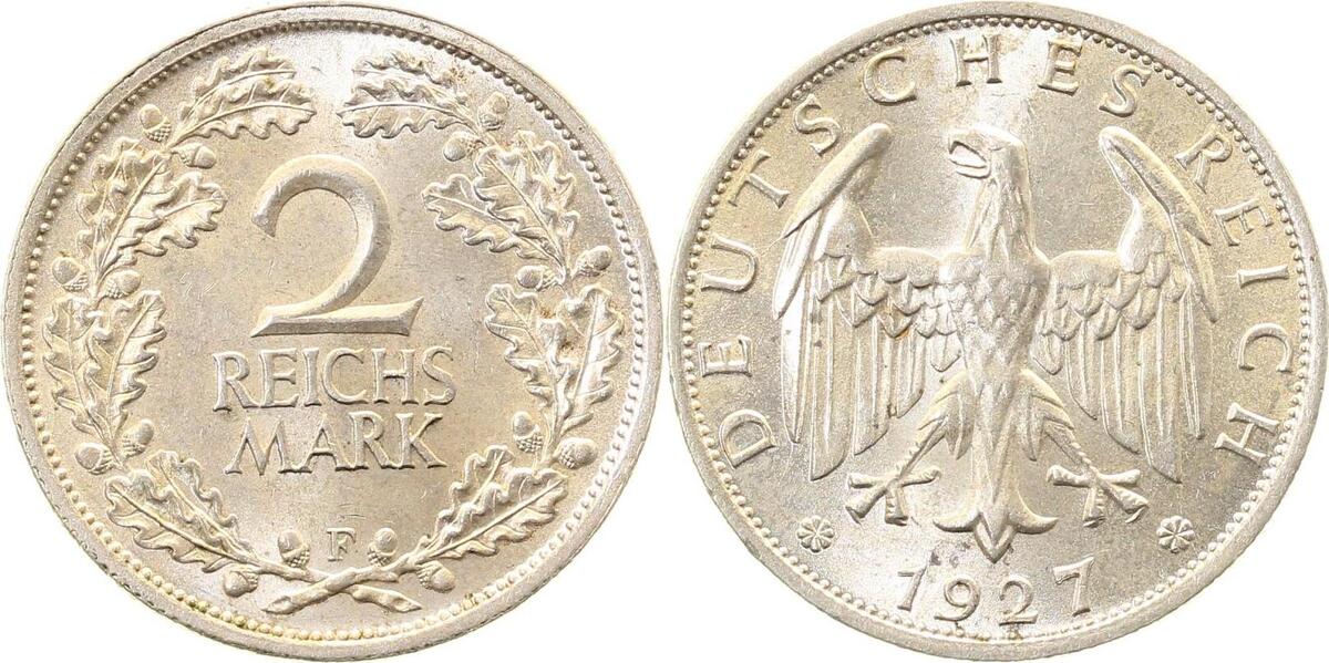 32027F~1.1 2 Reichsmark  1927F prfr/stgl !!!! J 320  