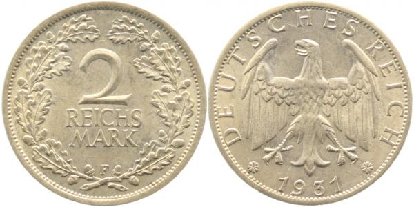 32031F-1.5 2 Reichsmark  1931F vz/st !! J 320  