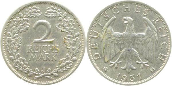 32031J~2.5 2 Reichsmark  1931J ss/vz J 320  
