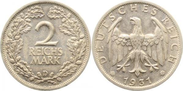 32031D2.5 2 Reichsmark  1931D ss/vz !! J 320  