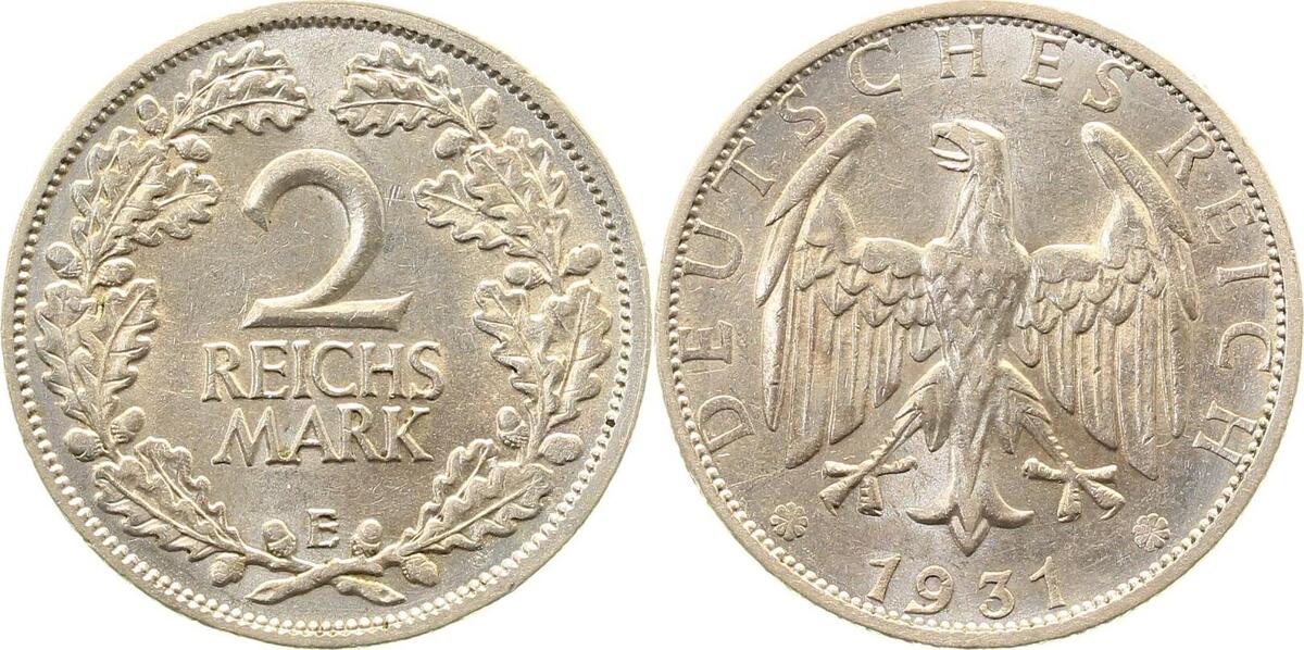32031E-1.1 2 Reichsmark  1931E prfr/stgl!!! J 320  