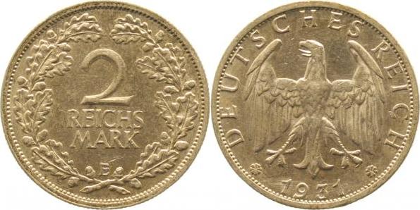 32031E-2.2-GG 2 Reichsmark  1931E f. vz !!! J 320  