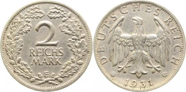 32031E-2.5 2 Reichsmark  1931E ss/vz !! J 320  