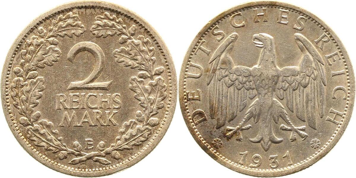 32031G-2.5-GG 2 Reichsmark  1931G ss/vz !! J 320  