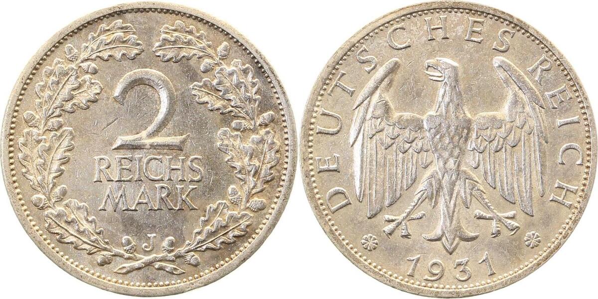 32031J~2.2-GG 2 Reichsmark  1931J f.vz  kl. Kratzer J 320  
