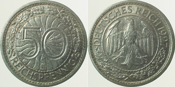 32427J~2.8 50 Pfennig  1927J ss+ J 324  