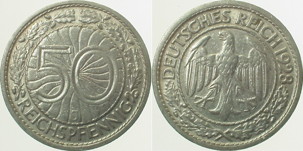 32428J~3.0 50 Pfennig  1928J ss J 324  
