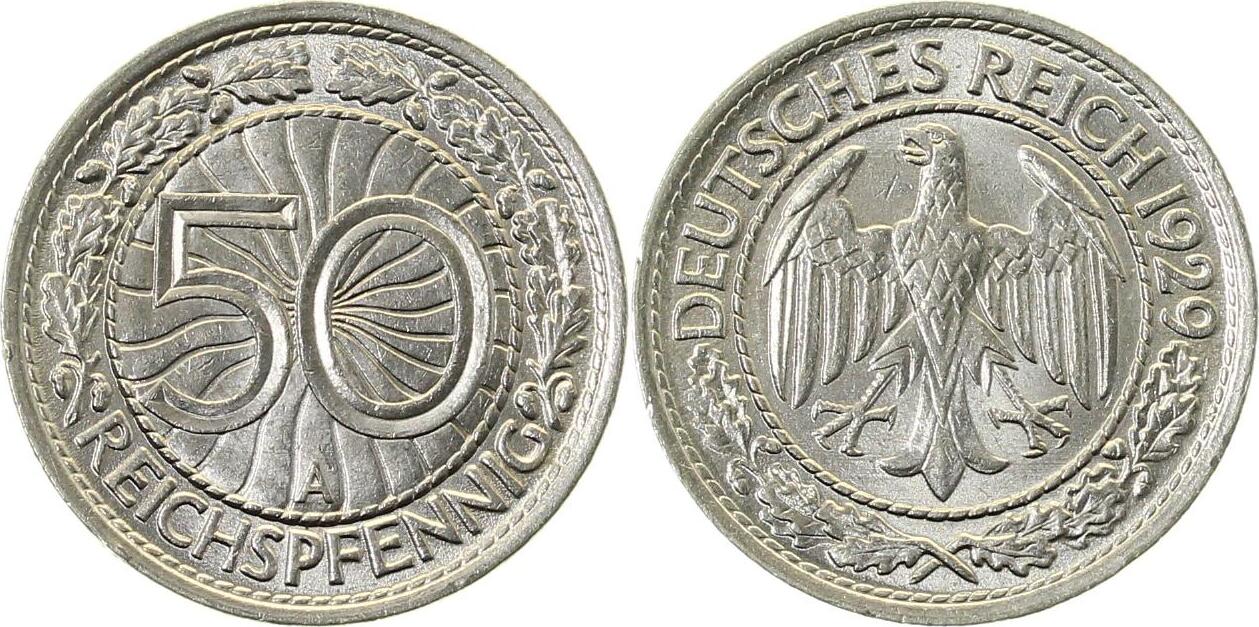 32429A~1.1b 50 Pfennig  1929A prfrt/st, min. Rnfn. J 324  