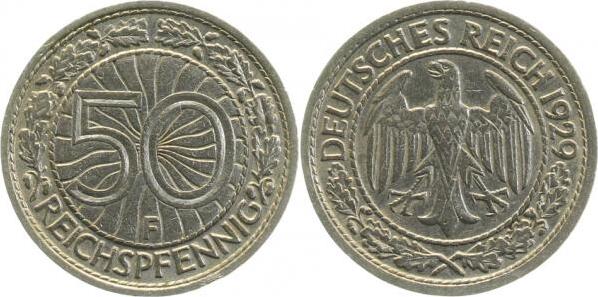 32429F~2.5 50 Pfennig  1929F ss/vz J 324  