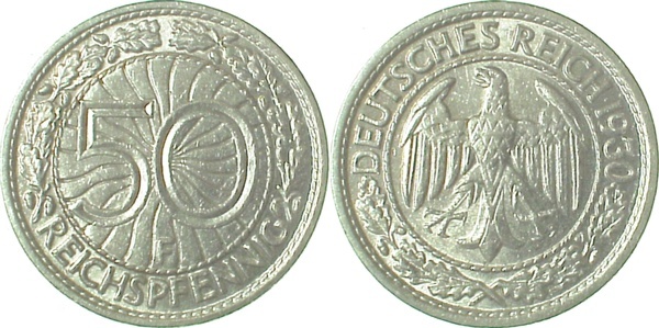 32430F~2.5 50 Pfennig  1930F ss/vz J 324  