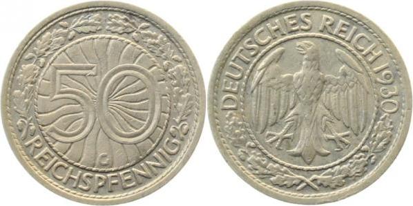 32430G~2.5 50 Pfennig  1930G ss/vz J 324  