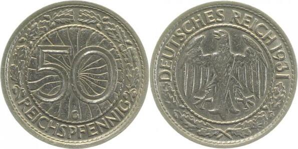 32431G~2.5 50 Pfennig  1931G ss/vz J 324  