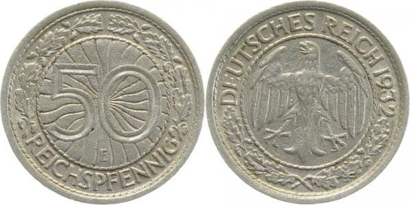 32432E~2.5 50 Pfennig  1932E ss/vz J 324  