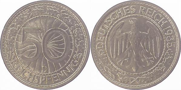 32435D~2.2 50 Pfennig  1935D f.vz J 324  