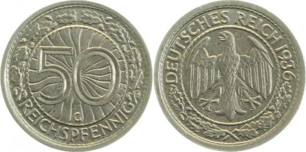 32436G~2.5 50 Pfennig  1936G ss/vz J 324  