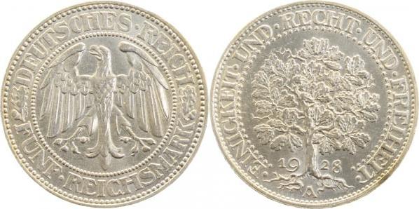 33128A~1.2 5 Reichsmark  1928A Eichbaum f.st/w.Kr J 331  
