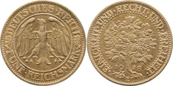 33128E~1.8-GG 5 Reichsmark  1928E Eichbaum vz+ J 331  