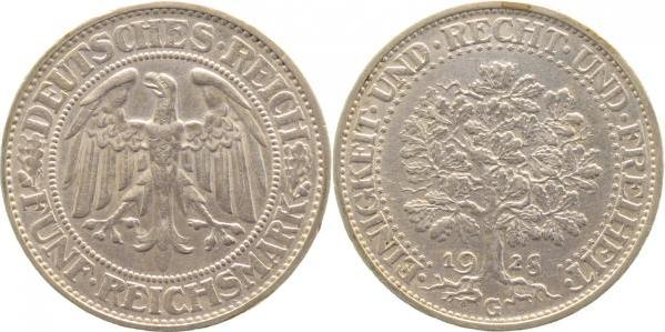 33128G~1.8-GG 5 Reichsmark  1928G Eichbaum vz+ J 331  