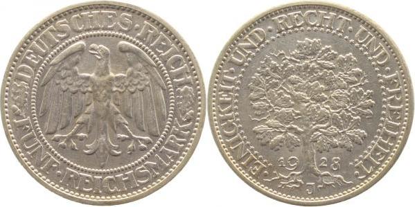 33128J~1.3-GG 5 Reichsmark  1928J Eichbaum prf/f.prf J 331  