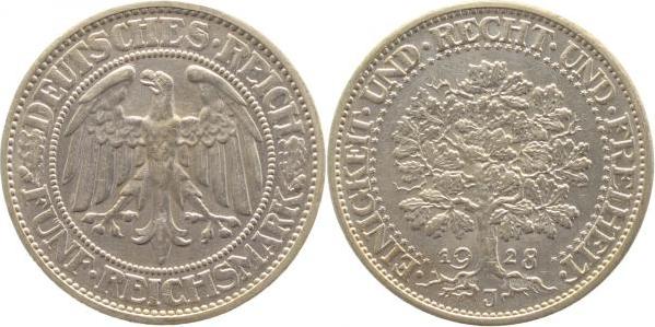 33128J~1.3-GG 5 Reichsmark  1928J Eichbaum prf/f.prf J 331  