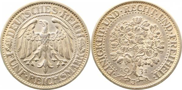 33131J~1.3-GG 5 Reichsmark  Eichbaum 1931J f.prfr/f.stgl !!! J 331  