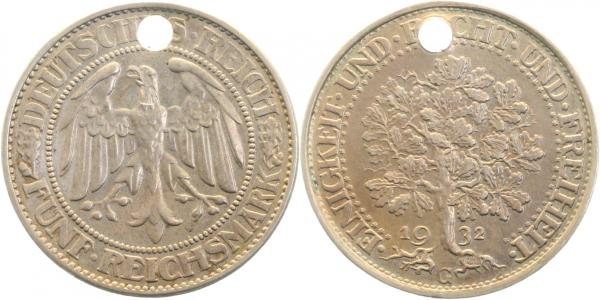 33132G~2.5E 5 Reichsmark  Eichb.32G off.entwertet J 331  